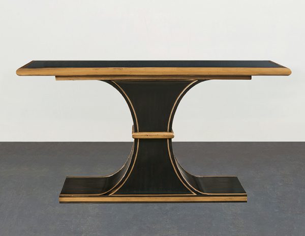 Black Console Table with Smoke Glass Top