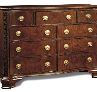 Crotch Mahogany Dresser with Brass Handles