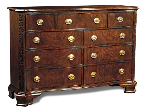 Crotch Mahogany Dresser with Brass Handles