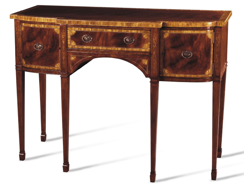 Crotch Mahogany and Movingue Marquetry Fans Sideboard
