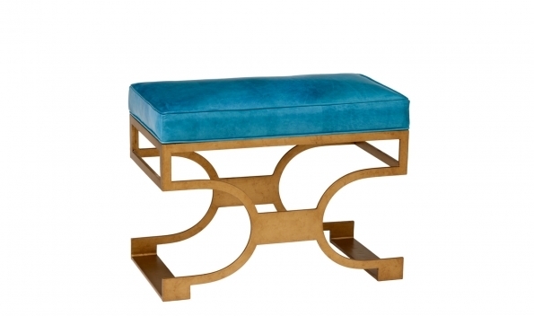Domingo Bench - Brass Finish, Teal Seat
