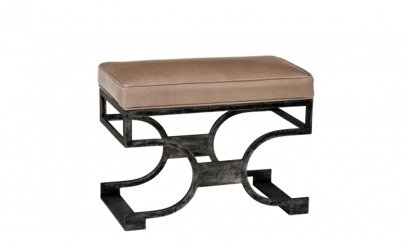 Domingo Bench - Black Brushed Finish with tan seat