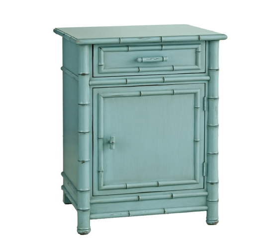 Faux Bamboo Nightstand-Teal
