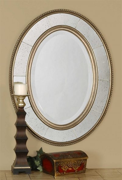 Lara Oval Champagne Mirror - Staged