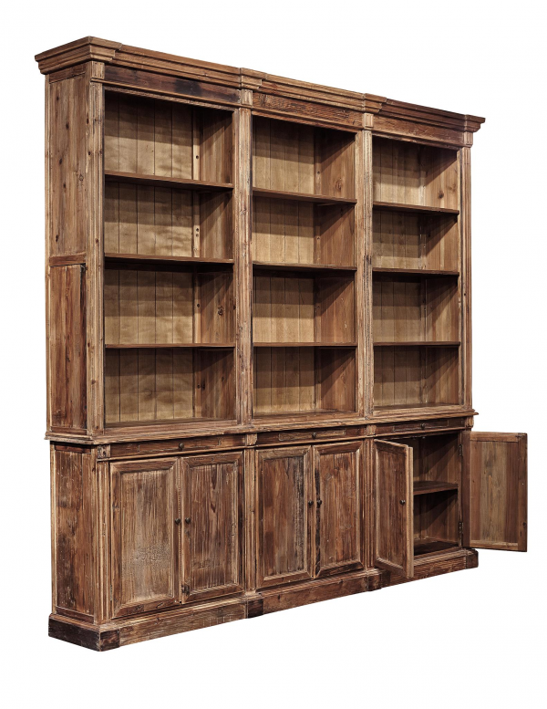Old Fir Grand Bookcase - Open View