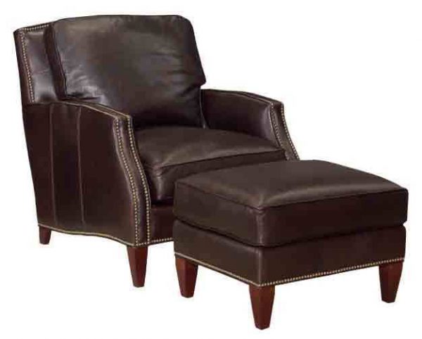 Contemporary Leather Chair and Ottoman