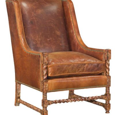 Distressed Leather Twist-Leg Chair