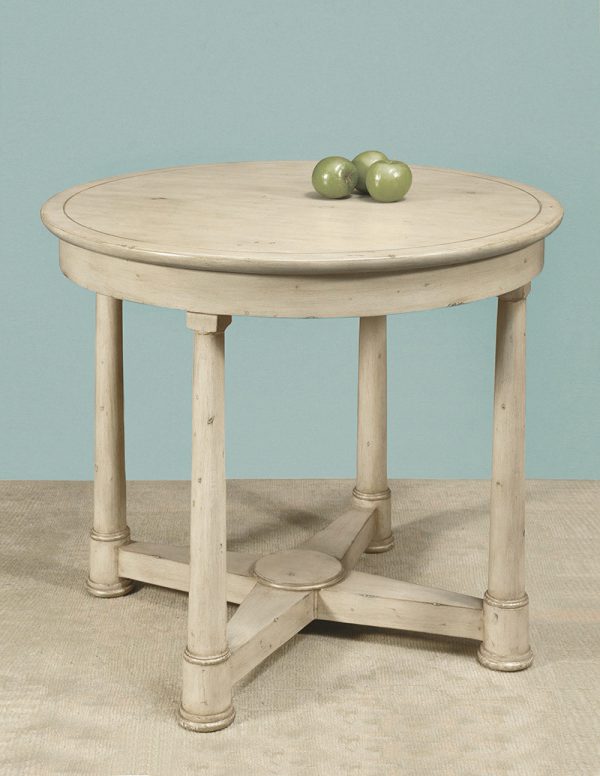 French Circular Table, Antique Linen Wood Top