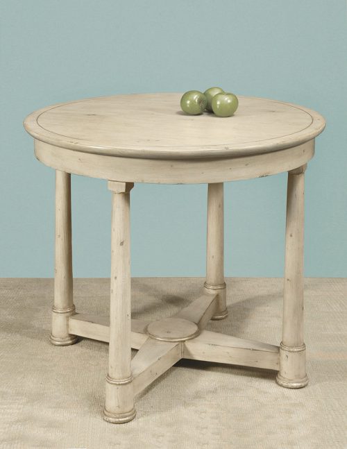 French Circular Table, Antique Linen Wood Top