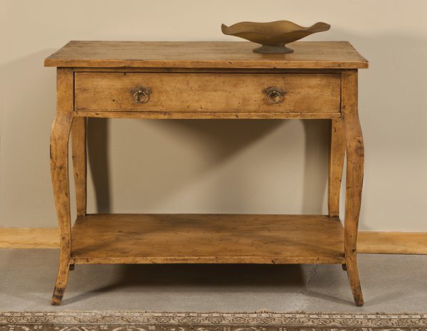 French Tier Table in Olde Pine - Staged