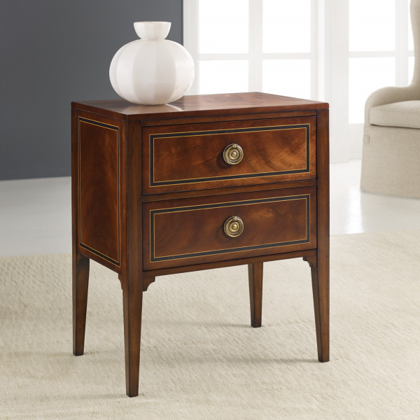 Inlaid Bedside Chest - Staged
