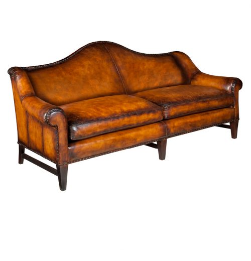 Leather Camel-Back Sofa