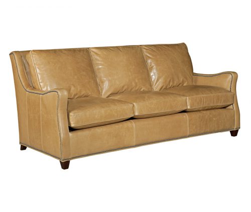 Leather Modern Scroll-Arm Sofa