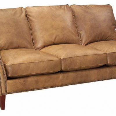 Leather Scroll-Arm Sofa