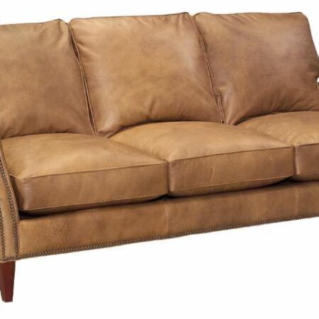 Leather Scroll-Arm Sofa