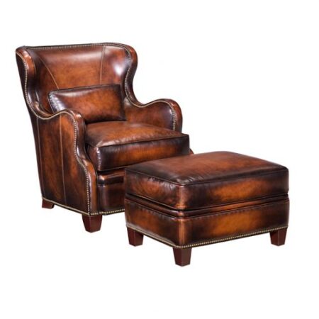 Leather Wing Chair & Ottoman