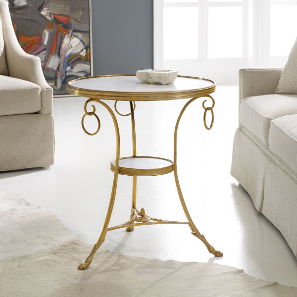 Marble & Brass Gueridon Table - Staged