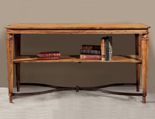 Olde Pine Console with Iron Stretcher - Staged