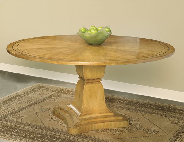 Round Pine Dining Table - Staged