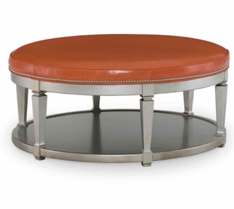 Carrie Table Ottoman - Silver & Leather