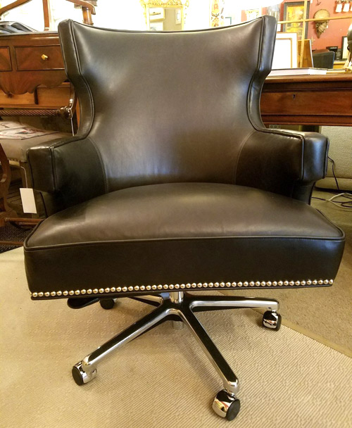 Polished Nickel Nail Trim Desk Chair