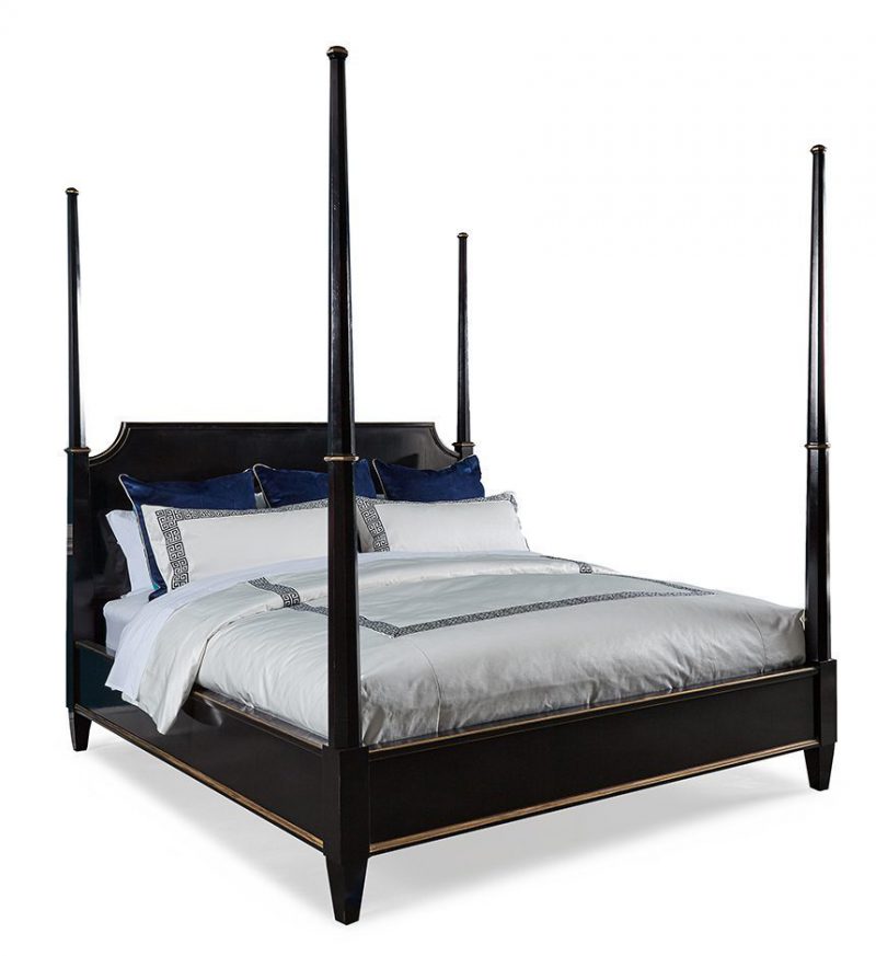 King Poster Bed shown in black tie lacquer