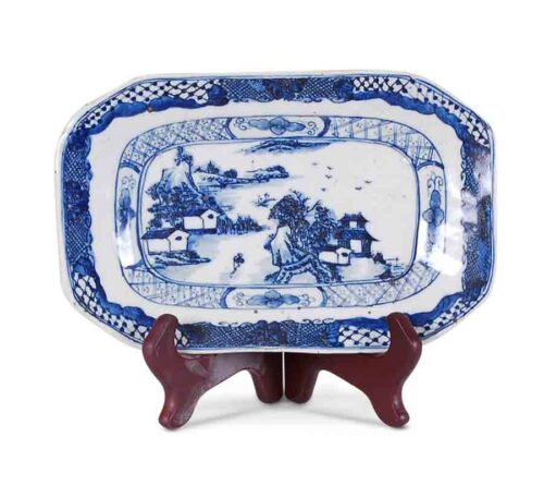 Blue and White Plate with Canton Design