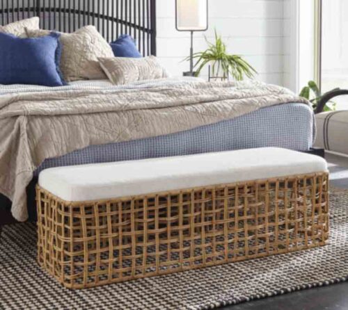 Rattan Bench - Staged View