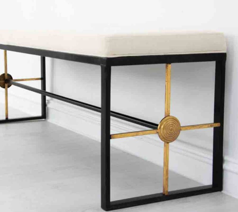 Black and Gold Long Bench - Detail View