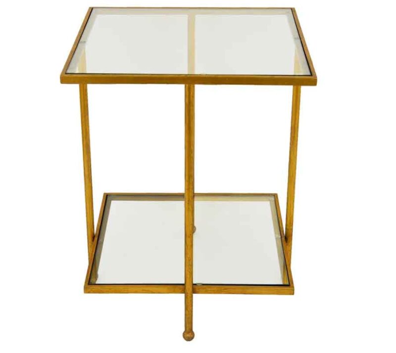 Gold and Glass End Table- Side View