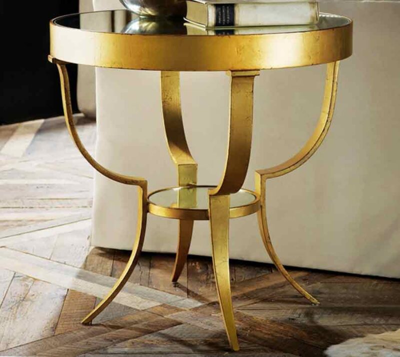 Wrought Iron and Glass Side Table