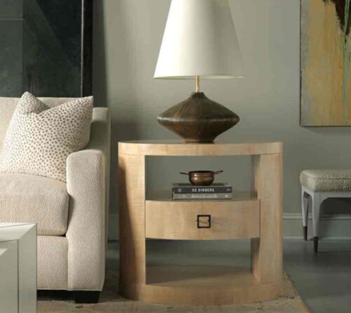 Norah Oval Bedside Table - Staged View