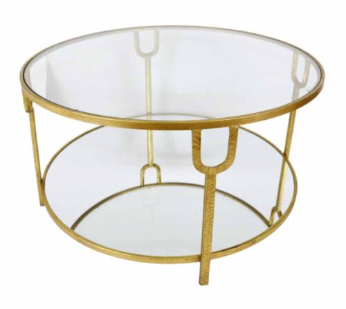 Gold and Glass Round Coffee Table