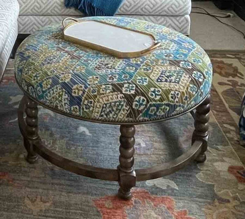 Cardiff Wood Carved Cocktail Ottoman - Showroom